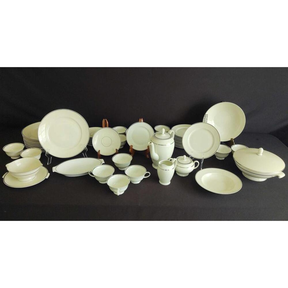 Rosenthal Place Setting for 12, 1962 Porcelain Dinnerware Set, Green Underglaze
